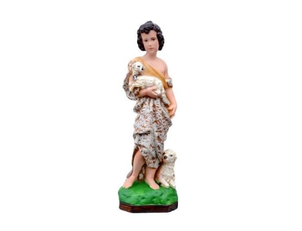 Generico ArteSacraCaravaggio Statua Statua di San Giovanni Battista bambino cm 30 (11,81 inches) in marmo resina decorata a mano di produzione artigianale italiana