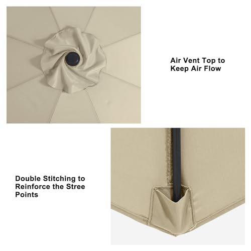 Image of MASTERCANOPY Patio Umbrella 9 ft Replacement Canopy for 8 Ribs-Beige Canopy Only