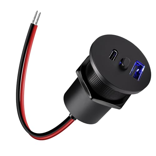 Toma USB 12V Camper Acegoo con interruptor y doble puerto de carga rápida para barcos