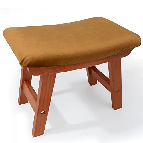 Houchics Foot Stool,Foot Stoool Ottoman, Small Foot Stool, Foot Stool Under Desk, Wood Foot Stool For Living Room,As Wooden Step Stool (Walnut-Brown Cover) #TOP7