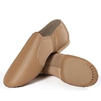 Dynadans Sapato De Jazz Unissex Com Cabedal De Couro Pu E Palmilha De Arco Para Mulheres E Homens, Sapatos De Dança - Marrom - 7,5 M - Upg