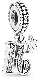 FGT Women Sterling Silver Charms for Bracelets Necklaces Pendants Lcuky Number 16 18 21 30 50 60 Dangle Celebration Gift for Mum Girls Grandma Grandpa Dad Daughter BFF Family Anniversary Birthday