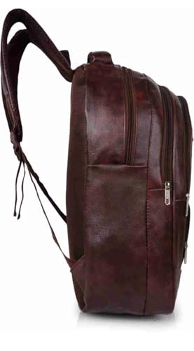 Image of Large 35 L Laptop Backpack Vegan Leather Office College Business Unisex Shoulder Trendy Laptop Backpack(35L) (BROWN)