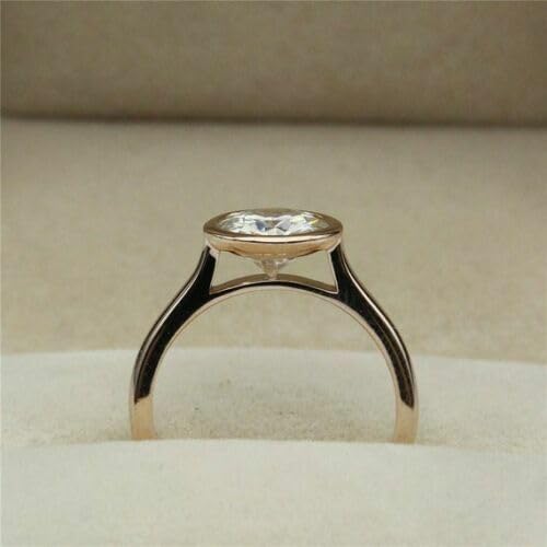 DEVBHUMI ENTERPRISES Lab Created Diamond Ring, 3CT Round Cut, Bezel Set Solitaire, 14K Yellow Gold Finish2