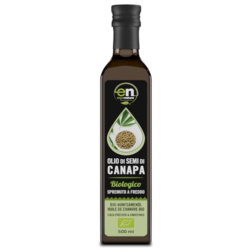 Exponatura Olio di Canapa Bio 500ml | Spremuto a Freddo | Ricco di Omega 3 e 6 e Vitamina E | Uso Alimentare e Cosmetico | Ideale a Crudo | Alta Qualità | Olio Vegetale Premium | Made in UE