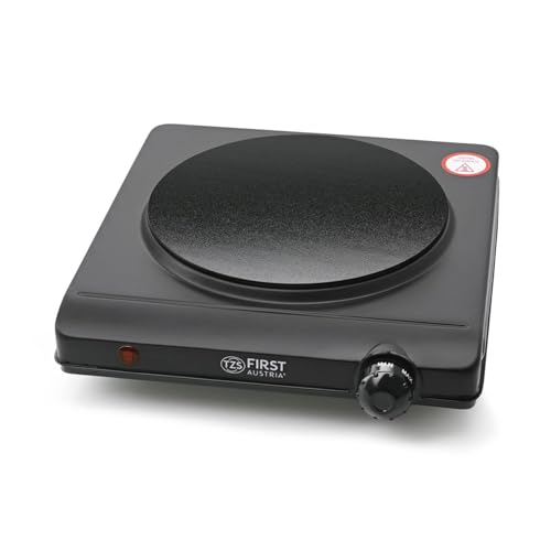 TZS First Austria - Infrared Hot Plate Single Glass Ceramic Stove Plate ALL Pot Types 1250W - Portable Hob Electric Cooktop for Camping, Dorm & Apartment - Stepless Adjustment & Indicator Light