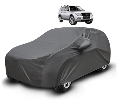 Image of Auto Hub Waterproof Car Cover Compatible with Pajero Old with Mirror Pockets, Soft Cotton Lining, Pajero Car Cover Waterproof, Grey