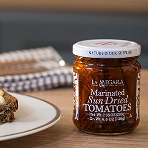 La Megara Marinated Sun-Dried Tomatoes, 7.05 Oz Glass Jar, Mediterranean Flavor For Your Favorite Dishes, Only Natural Ingredients, Vegan And Non-Gmo #TOP3