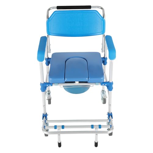 Bedside Commode Chair 330LBS Large Shower Chair with Wheels Shampoo Chair with Bucket Adjustable Transport Rolling Chair for Toilet Potty Chair for Seniors Adults Handicapped