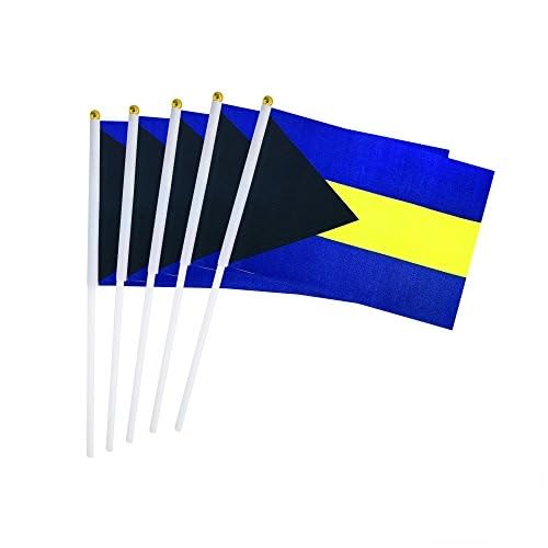 25 Pack Hand Held Small Mini Flag Bahamas Bahamian Flag Stick Flag Round Top National Country Flags,Party Decorations Supplies For Parades,World Cup,Festival Events,International Festival — image 1
