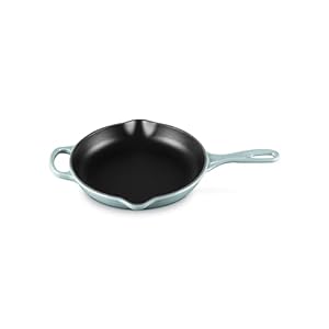 Le Creuset Enameled Cast Iron Signature Iron Handle Skillet, 9″ (1-3/8 qt.), Sea Salt