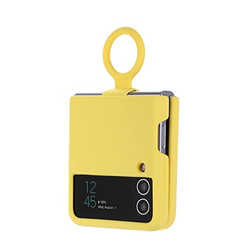 Coque Z Flip 4 charnière protégée étui silicone jaune avec anneau