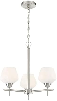 Minka Lavery 2173-84 Camrin Chandelier, 3-Light, 180 Total Watts, 19-in H x 18-in W, Brushed Nickel