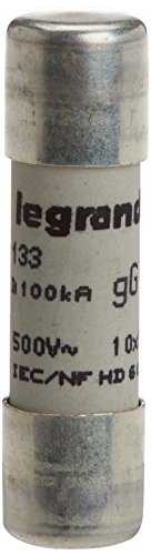Legrand 013302 Type G Cartouche Industrielle Cylindrique sans Voyant, 10mmx38mm, 2A, Gris