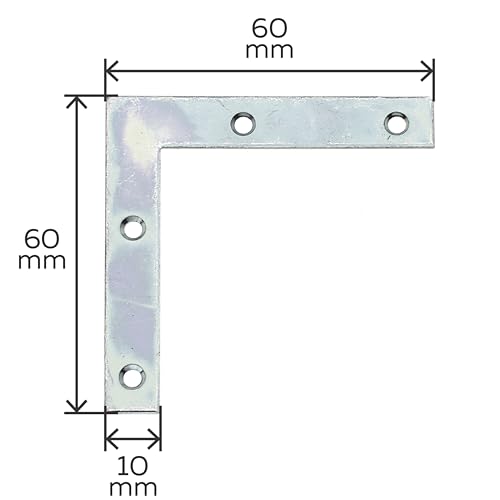 GAH-Alberts 337094 Furniture Angle 60 x 60 x 10 mm / 50 STK. Oberflaeche: galvanisch Gelb verzinkt - Image 2