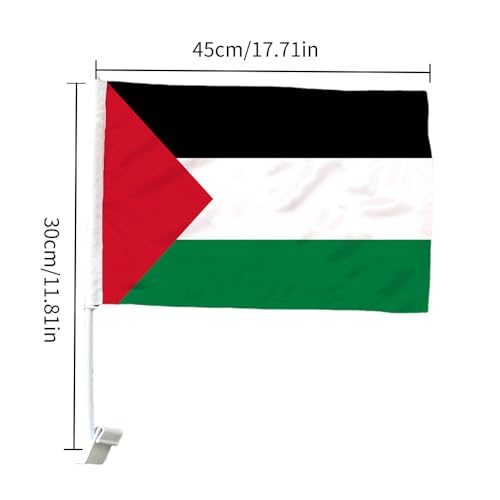 2-Pack Palestine Car Flags - Window Decor With 18" x 12" Clip, Palestinian Tapestry Banner