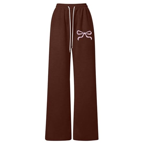 Girls Baggy Sweatpants Cute Bow Wide Straight Leg Jogger Pants Y2k Aesthetic Trousers with Pockets Preppy Clothes2