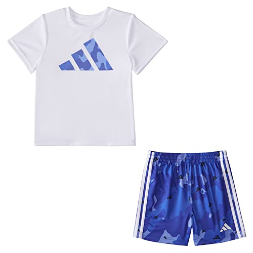 Image of adidas baby-boys Poly Tee Aop 3s Short Set(infant)