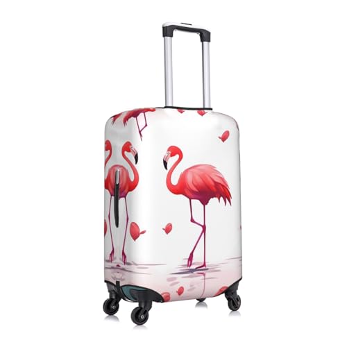 Lovely Pink Flamingos Luggage Cover Washable Stretch Suitcase Protector Anti-Scratch Travel Luggage Sleeve Elastic Baggage Cover Fits 18-32 Inch3