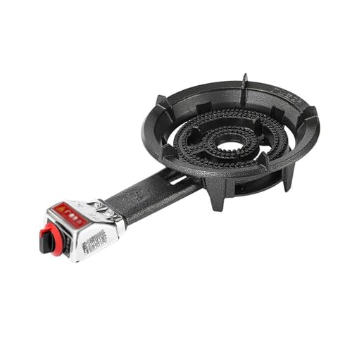 ガスストーブ LPG、8/9/10KW ファイヤーリングカウンタートップストーブ、シングルバーナーガスコンロ、滑り止めポットラック、フレームアウト保護付き、屋外調理用(9KW)