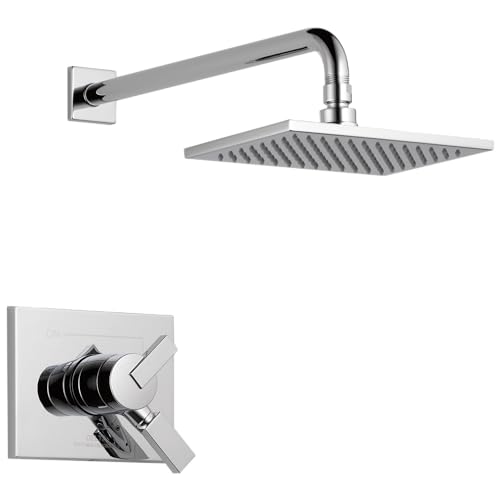 Delta Faucet Vero 17 Series Dual-Function Shower Trim Kit with Single-Spray Touch-Clean Rain Shower Head Chrome 2.0 GPM Water Flow T17253-WE (Valve Not Included)