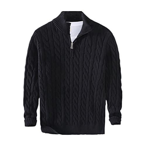 Pull col roulé homme noir XXL en coton chaud : le tricot idéal pour les sorties d'hiver