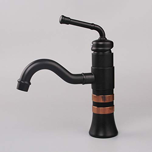 Bassin de robinet rotatif en cuivre noir pour mitigeur chaud et froid