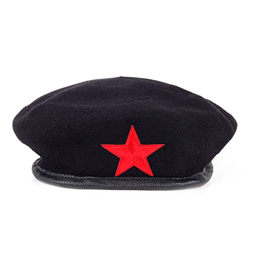 oonui Gorras De Hombre Gorra De Boina Cálida para Mujer con Estrella Roja Sombreros De Invierno para Hombres para Mantener Gorras Calientes, Negro, Talla Única