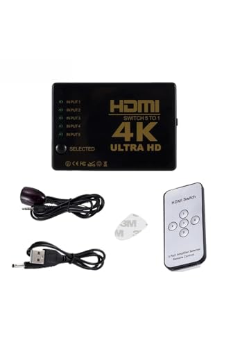 4K Hdmı Uyumlu Switcher Hd 1080P 5 Port Hd Kvm Switch Hub Ir Uzaktan Kumanda ile Hdtv Dvd Tv
