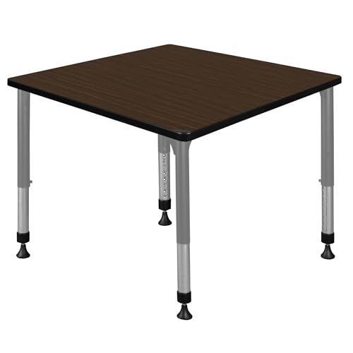 Regency Kee 42 in. Square Height Adjustable Classroom Activity Table- Neo Walnut Top & Grey Base
