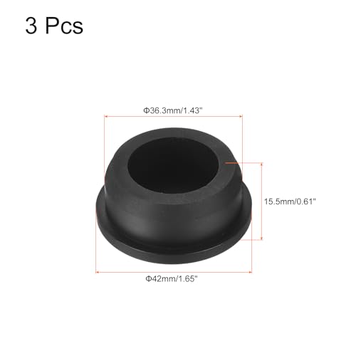 Image of uxcell High Temp Silicone Plug Mount Dia 36.3mm /1.43 inch t Shaped Rubber Stopper Hole Plugs for Powder Coating Plating Waterproof Plugs Sealing Plugs Black Pack of 3(OD 42mm)