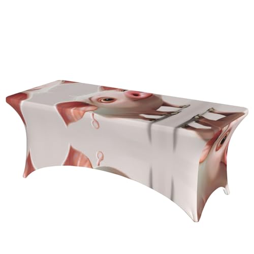 Housse de table rectangulaire élasthanne motif cochon EdWal pour créer des souvenirs