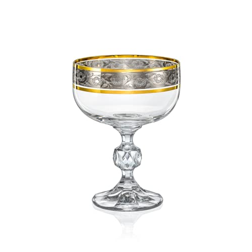 Crystalex Sektschale Claudia Exclusive Gold Platin Kristallglas 200 ml 6er Set Bohemia