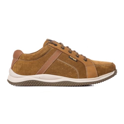 Image of Khadim's Men's Outdoor Leather Hiking Shoes | Durable Lace-Up Trekking & Adventure Footwear | Comfortable Cushioned Insole | High-Grip Sole | All-Terrain Outdoor Walking Shoes