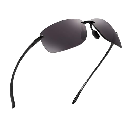 JIM HALO Sport Sonnenbrille für Damen Herren TR90 Randlos Unzerbrechlich Rahmen für Laufen Angeln Baseball Fahren Grau