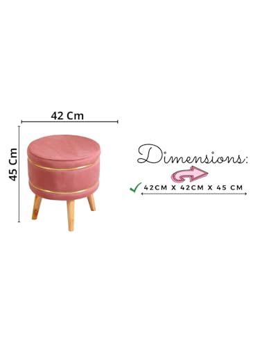 Image of Pouffes Sitting Stool for Living Room, Puffy Wooden Ottoman | Round Pouffe for Living Room & Bedroom | Pouf for Office & Home Decoration & Modern Seating Stool (Stool-Gajri)