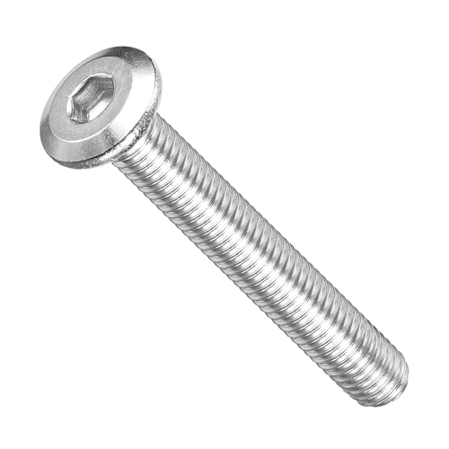 Image of METALLIXITY Flat Head Hex Socket Cap Screws Bolts(M5-0.8x35) 50Pcs, 304 Stainless Steel Hex Socket Furniture Bolts Screws - for Furniture Woodworking Project, Silver Tone
