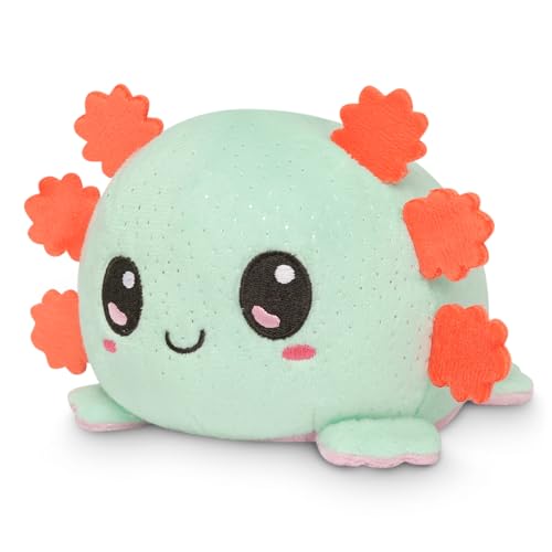 TeeTurtle | The Original Reversible Axolotl Plushie| Kawaii + Worried Aqua Sparkle + Light Purple Sparkle