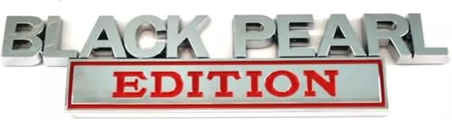 Image of 1x Pirate Plus 1x Black Pearl Edition Metal Emblem Sticker Badge Replacement for Universal Car Truck, RV, Scooter, SUV (Silver Red)