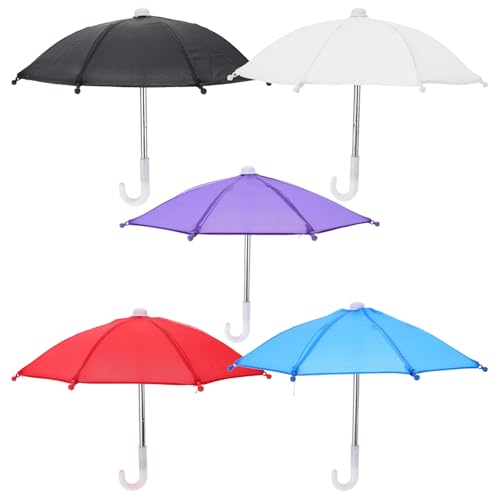 Mini Parapluies Décoratifs en Plastique et Tissu pour Maison de Poupée 18 Pouces | Lot de 5