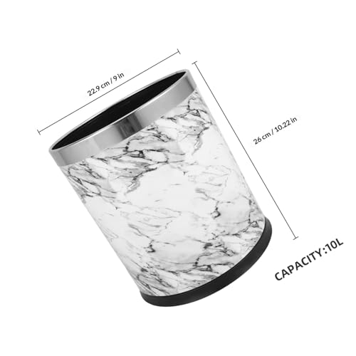 Bote de basura redondo acero 10 L con tapa blanco miniatura 2