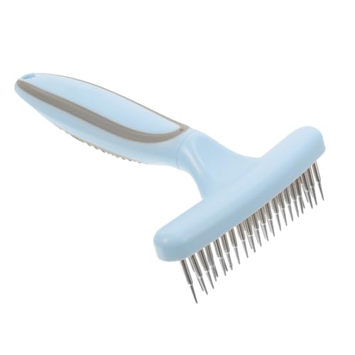 TOYANDONA Double Row Pin Pet Nail Rake Comb Deshedding Brush for Dogs Pet Grooming Tool