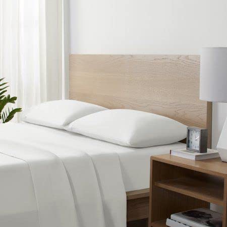 Image of Flat Bed Sheet with 1 Pillow Covers 600 Thread Count 100% Egyptian Cotton Bedsheet Super Single Size White Comfortable & Durable Sheet