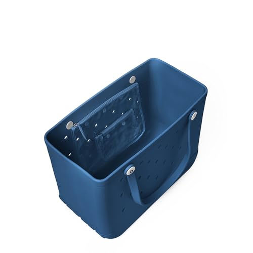 BOGG BAG - Original, Large Tote - Tail Feathers Peacock, White Buttons - 19in L x 9in W x 14in H - Beach, Pool, Boat, Sports - All Purpose EVA - Lightweight, Washable, Durable3