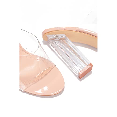 Image of Cape Robbin Fusion Chunky Block High Heels for Women, Transparent Booties for Women