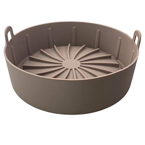 SODIAL Air Fryer Silicone Pot-Replacement for Paper Liners,No More Harsh Cleaning the Air Fryer Basket Brown