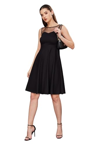 Image of Miss Chase Women's Round Neck Sleeveless Polyester Ruffled Knee- Length Dress