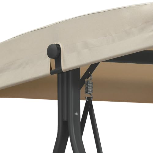 Image of PURPLE LEAF Outdoor Porch Swing 3-Seat with Tilt Canopy for Adults, Beige