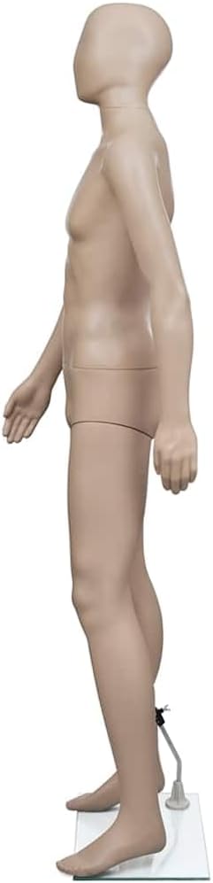 vidaXL Mannequin, Realistic Full Body Male Mannequin with Glass Base, Man Dress Display Body Round Head, Dress Form Mannequin, Aluminum Stand