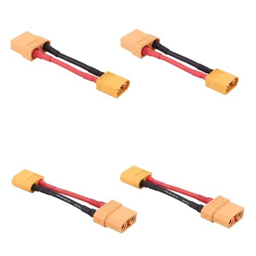AFDHGS 4pcs XT60 Male to XT90 Female Adapters with 14AWG 2in Cable - Ideal for RC Motors and Dual Battery Systems